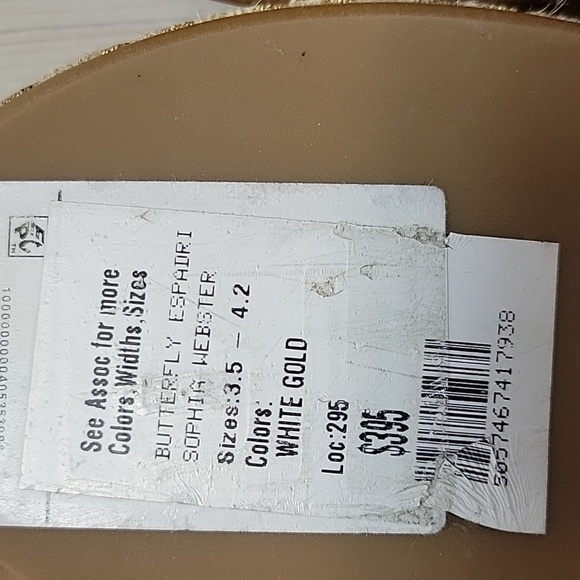 Sophia Webster Cream Espadrilles with Butterfly Accent, Women's Sz 36.5. NWT - Picture 7 of 8